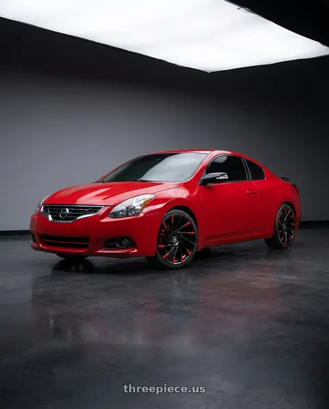 2010 Nissan Altima with Xcess X02 5x114.3 22x9 +35 Gloss Black Machined Red Tips wheels