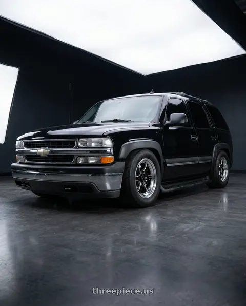 2004 Chevrolet Tahoe LT with WELD Street Performance Ventura Six 6x139.7 20x9.5 +6 Gloss Black/Milled Diamond Cut Lip wheels