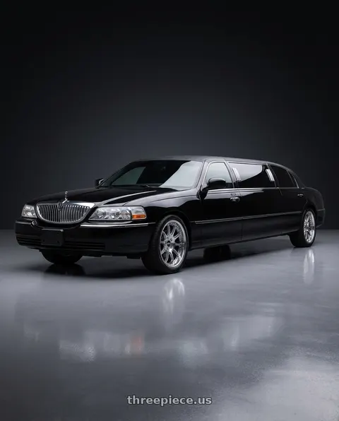 2007 Lincoln Town Car with Asanti Black ABL-45 ARISTOCRAT 5X115/5X120 20X9 +15 GLOSS PLATINUM WITH BRIGHT MACHINED FACE wheels