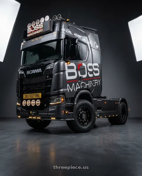 2026 scania 770 with ATX AO400 BAJA 10X285.75 22.5X12.25 +119 GLOSS BLACK MILLED - 12.25 FRONT wheels