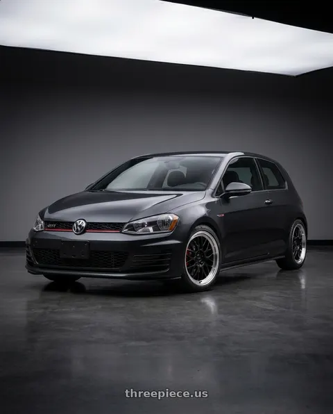 2016 Volkswagen GTI with KATANA RACING KR06 5x112 18x8 +40 Glossy Black Machined Lip wheels