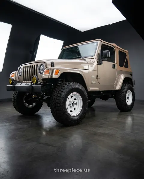 2003 Jeep Wrangler with Allied - Pacer 310W White Spoke 5x127 15x10 -44 White wheels