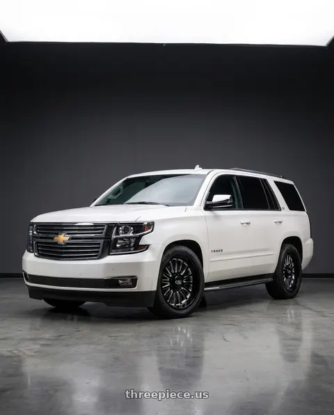 2015 Chevrolet Tahoe with Cali Off-Road Summit 9110 6x139.7 22x10+0 Gloss Black/Milled Spokes wheels
