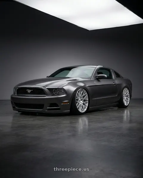 2013 Ford Mustang with Rotiform 1PC R110 BLQ 5X114.3 19X8.5 +38 GLOSS SILVER MACHINED wheels