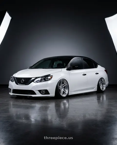 2019 Nissan Sentra with Work Zeast st3 5x100 20x8+12 H Disk Brush Silver Clear wheels