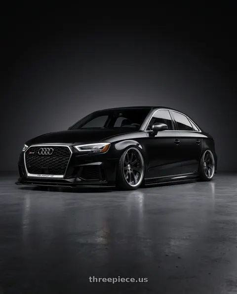 2017 Audi RS3 with Work Equip E10 5x112 20x11+29 r disk Black Anodized wheels