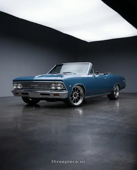 1966 Chevrolet Chevelle Super Sport 396 with WELD Performance Belmont Drag 5x120.65 18x5 -10 Gloss Black/Milled Diamond Cut Lip wheels
