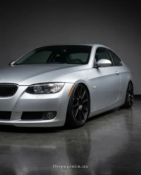 2007 BMW 335i with REPLICA WHEELS R555 4x98 17x7+35 BLACK - SATIN BLACK wheels