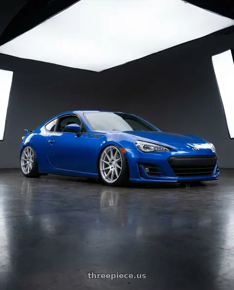 2017 Subaru BRZ with Aodhan AH09 5x100 18x8.5 +35 Gloss Silver Machined Face wheels
