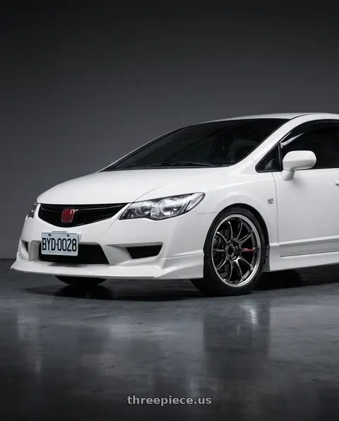 2006 Honda Civic with Work Emotion Zr10 5x100 18x8.5 +32 Glim Black Diamond Rim cut wheels