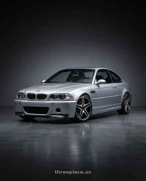 2003 BMW M3 with REPLICA WHEELS R5055 5x112 20x9.5+35 BLACK / MACHINED wheels