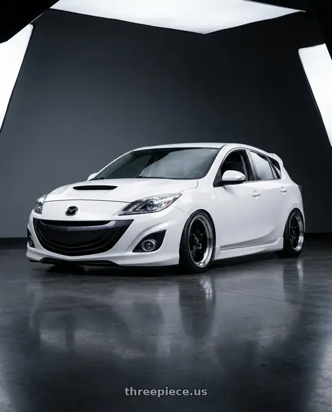 2012 Mazda 3 Mazdaspeed with Forgestar D5 Drag 5x114.3 18x10 +42 Gloss Black Machined wheels