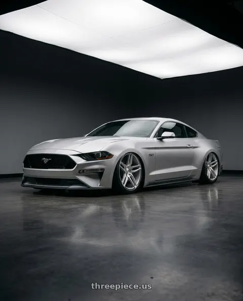2018 Ford Mustang with Asanti Black ABL-11 SIRIUS 5X114.3 20X10.5 +38 BRUSHED SILVER W/ CARBON FIBER INSERTS wheels