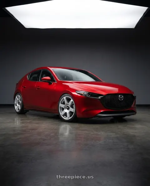 2024 Mazda 3 with Rotiform 1PC R114 SIX BLANK 19X8.5 +35 GLOSS SILVER wheels