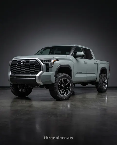 2024 Toyota Tundra with Moto Metal MO202 6X139.7 22X12 -44 GLOSS BLACK MACHINED CENTER CHROME LIP wheels