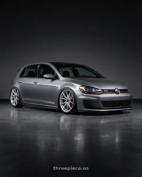 2015 Volkswagen GTI with Advanti Racing 80S Hybris 5x114.3 19x8.5 +45 Silver with Machined Face wheels