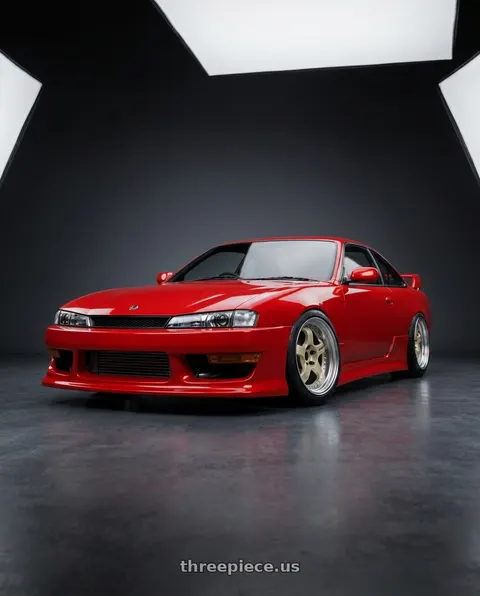 1998 Nissan 200SX with Work Meister S1 3P 4x100 17x7+29 O Disk Bright Buff Finish wheels