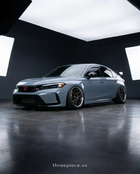 2024 Honda Civic Type R with Work Emotion Zr10 5x114.3 19x9.5 +38 Glim Black Diamond Rim cut wheels