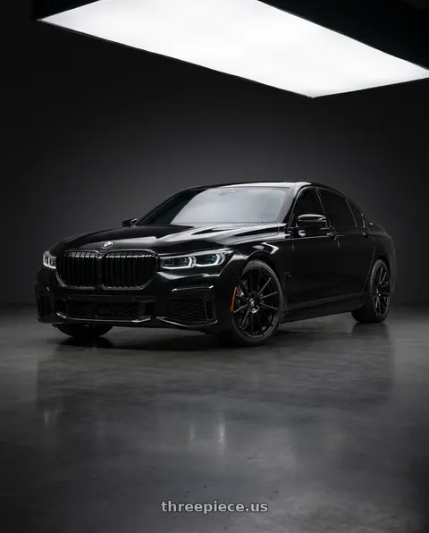 2020 BMW M760i xDrive with TOUREN TR92 3292 5x112 20x9 +35 GLOSS BLACK wheels