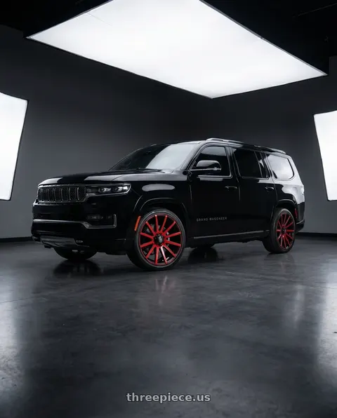 2026 Jeep Grand Wagoneer L with G - LINE ALLOYS G0036 6x139.7 22x9.5+20 RED FACE / BLACK wheels