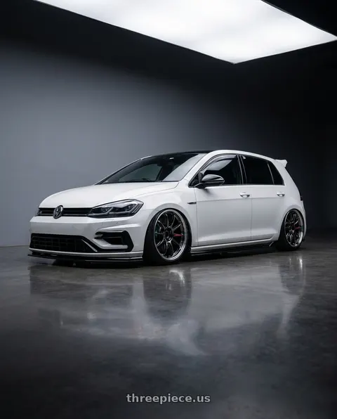 2018 Volkswagen Golf R with Work Emotion Zr10 5x112 18x8.5 +38 Glim Black Diamond Rim cut wheels