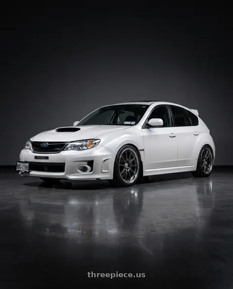 2012 Subaru Wrx Hatchback Pearl with Work Wheels VS-KF 5x100 18x8.5+40 Brilliant Silver Black O Disk FULL REVERSE wheels