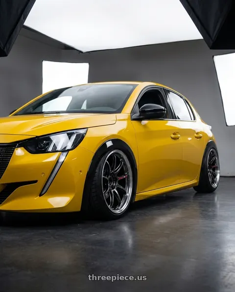 2021 Peugeot 208 with Work Emotion Zr10 5x100 18x8.5 +32 Glim Black Diamond Rim cut wheels