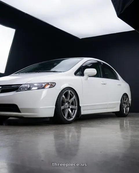 2007 Honda Civic with Work Emotion T7r 5x100 18x8.5 +38 Gt Silver wheels