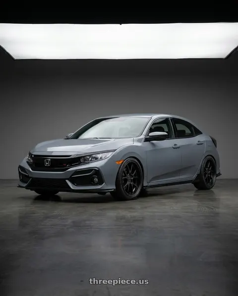 2021 Honda Civic with Rotiform 207 5x120 18x9.5 +38 MATTE BLACK wheels
