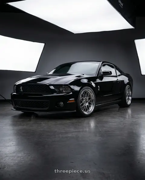 2011 GT500 SVT Performance Package Black with F1R F21 5x114.3/5x120 19x9.5 +35 Hyper Black/Polish Lip wheels