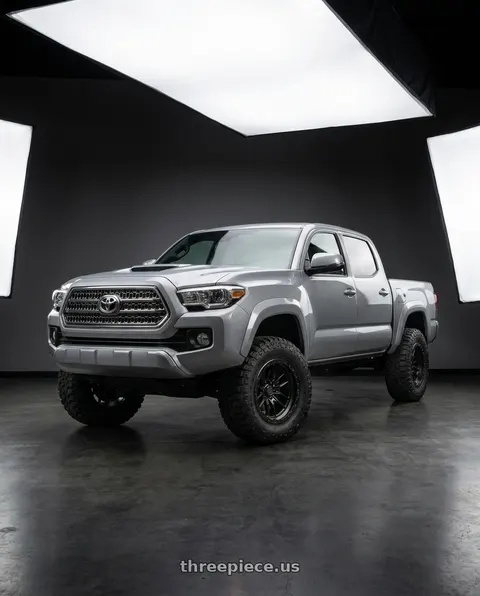 2019 Toyota Tacoma TRD Sport with LOCK OFFROAD KRAWLER 6x139.7 17x9 -12 Matte Black W Matte Black Ring wheels