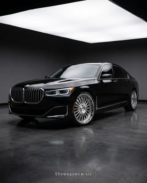 2021 BMW 740i with Amani Napoliano 5x112/5x114.3 22x10 +38 Brush Center Chrome Lip wheels