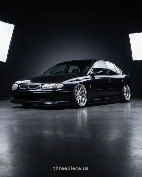 1997 holden vt commodore raven with Work Gnosis Cvs 5x120.65 19x9.5+30 A Disk Brush Silver Clear wheels