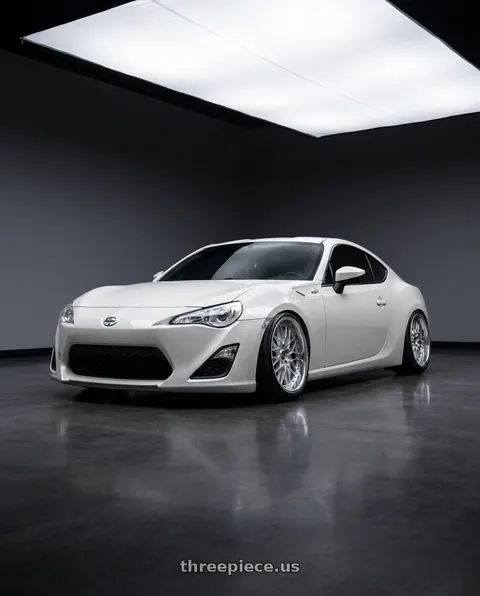2015 Scion FR-S with Work Vs-Xv 5x100 18x8.5+14 O Disk Silky Rich Silver wheels