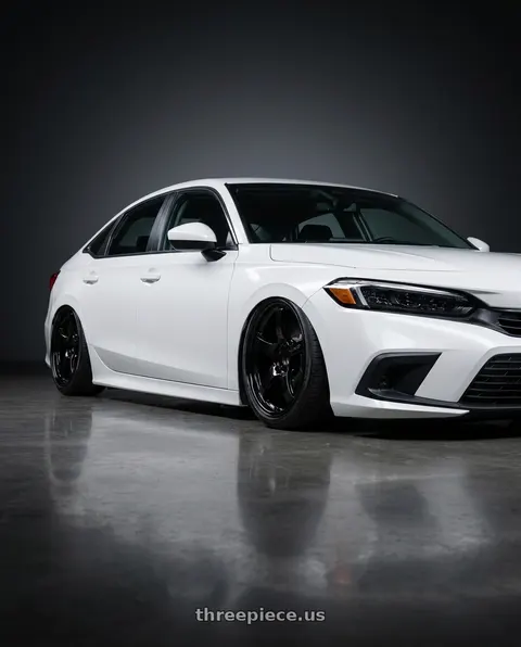 2024 Honda Civic with Gram Lights 57CR 5x114.3 18x8.5+37 Glossy Black wheels