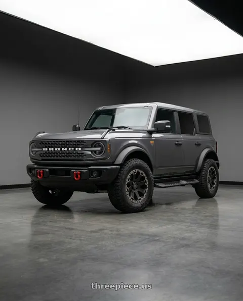 2023 Ford Bronco Badlands with Black Rhino WARLORD 6X139.7 17X9 +12 MATTE BLACK W/ MACHINED DARK TINT wheels