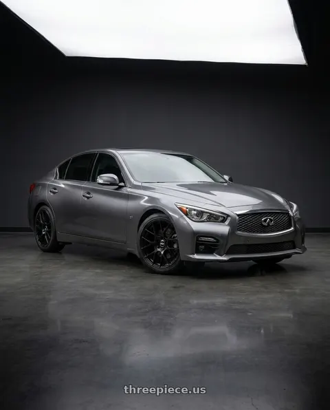 2015 INFINITI Q50 Sport with Enkei Raijin 5x114.3 19x8.5+35 Black wheels