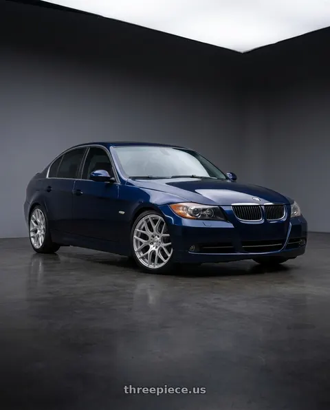2008 BMW 335i with MRR GF9 5x120 19x8.5  +35 Silver Machine Face wheels