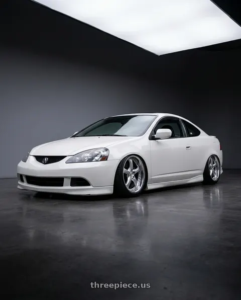 2006 Acura RSX with Work Wheels VS-KF 5x114.3 18x8.5+40 Light Grey Silver O Disk FULL REVERSE wheels