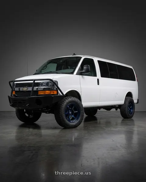 2018 Chevrolet Express 3500 with Black Rhino SHOGUN 6X139.7 17X9 -38 GLOSS MIDNIGHT BLUE wheels