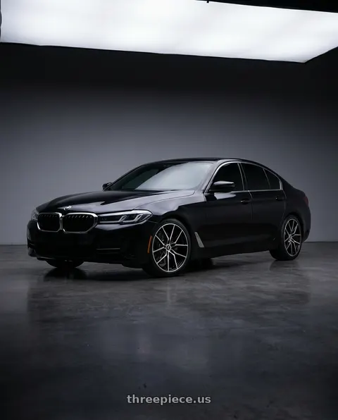 2021 BMW 530i with Kraze Evolve 196 5x112 20x9+35 Black W/Machined Face wheels