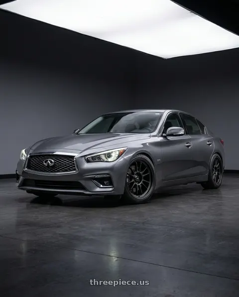 2021 INFINITI Q50 with Konig Hypergram 5X114.3 19x9.5+35 Matte Black Flow Formed wheels