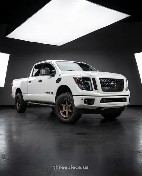 2018 Nissan TITAN XD with LOCK OFFROAD OLYMPUS 6x135 20x9 +0 Matte Desert Bronze W Matte Black Ring wheels