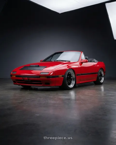1988 Mazda RX-7 with Work Meister S1 3P 5x114.3 17x7.5+42 W Disk Black wheels