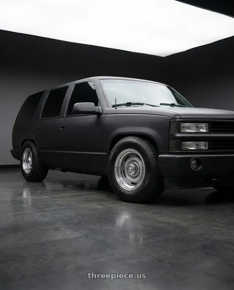 1999 Chevrolet Tahoe LT with Vision American-Muscle 55 Rally 6x139.7 15x8-12 Silver wheels