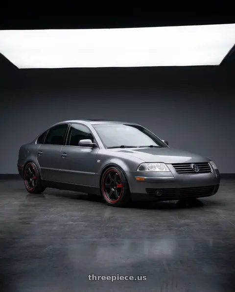 2004 Volkswagen Passat with Volk Racing TE37SL BK-II 5x112 19x8.5 +39 PRESSED BLACK / RIM REDOT wheels