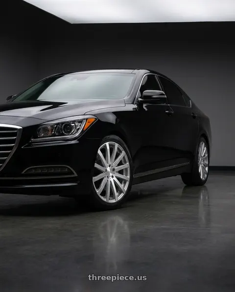 2016 Hyundai Genesis 3.8 with MRR HR9 5x114.3 19x8.5  +35 Silver Machine Face wheels