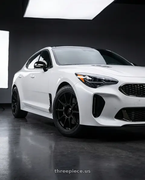 2019 Kia Stinger GT2 with Konig 57B Dekagram 5x114.3 19x8.5 +43 Semi-matte Black wheels