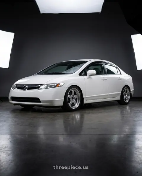 2007 Honda Civic with Vors SP1 5x100/5x114.3 17x8  +35 Silver Machine Face Lip wheels
