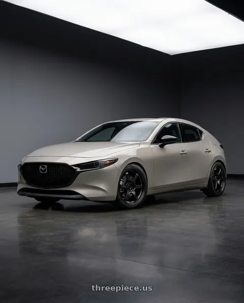 2024 Mazda 3 2.5 Turbo Premium Plus with Gram Lights 57DR 5x114.3 18x8.5+38 Semi Gloss Black wheels